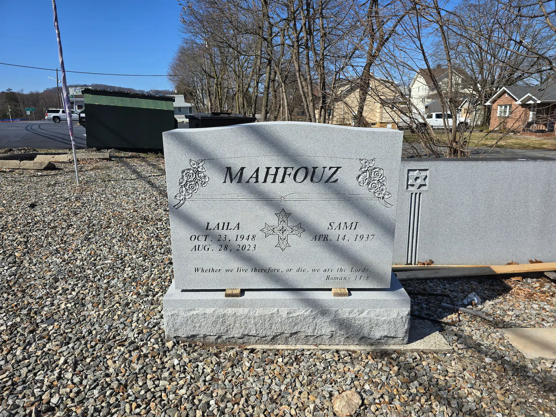 Granite Bench-Style Headstone hand-carved by Memorial Bench Shop in NJ — image 2