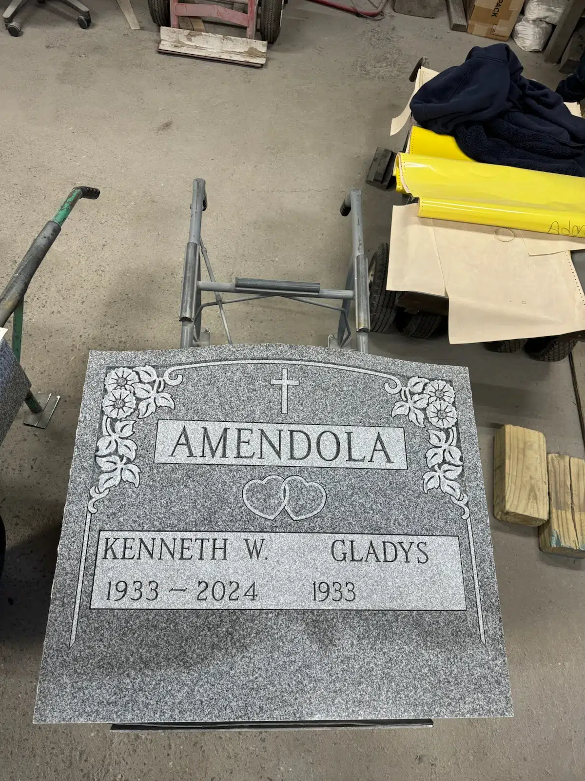 Granite Bench-Style Headstone hand-carved by Memorial Bench Shop in NJ — image 3