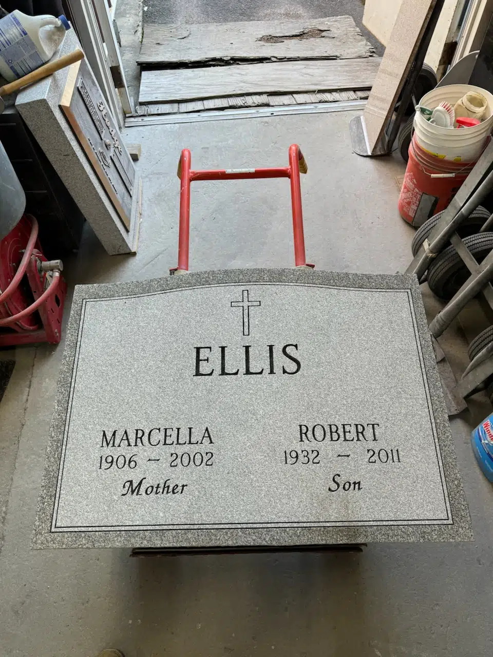 Granite Bench-Style Headstone hand-carved by Memorial Bench Shop in NJ — image 6
