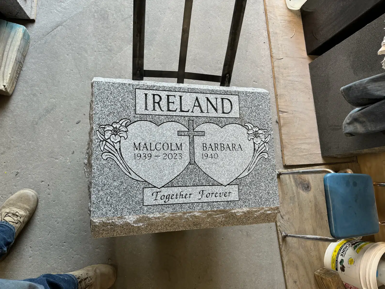 Granite Bench-Style Headstone hand-carved by Memorial Bench Shop in NJ — image 3